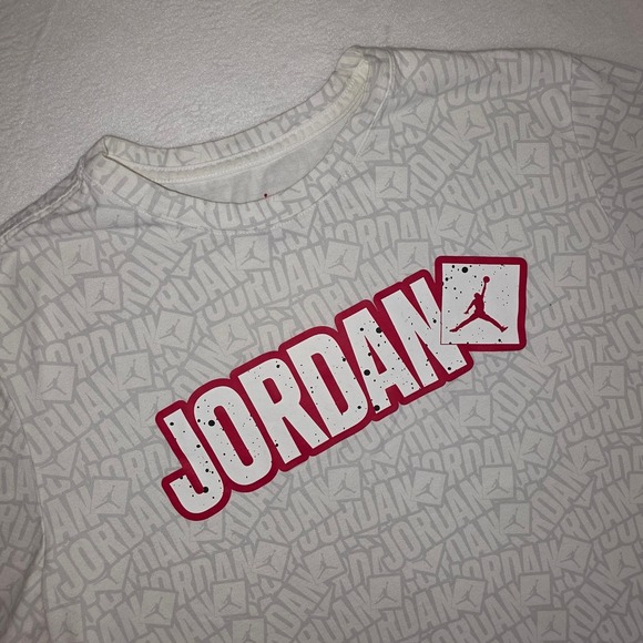 Jordan Other - Jordan Mens All Over Print‎ Jumpman Logo T-Shirt White Red Large AJ1105-100